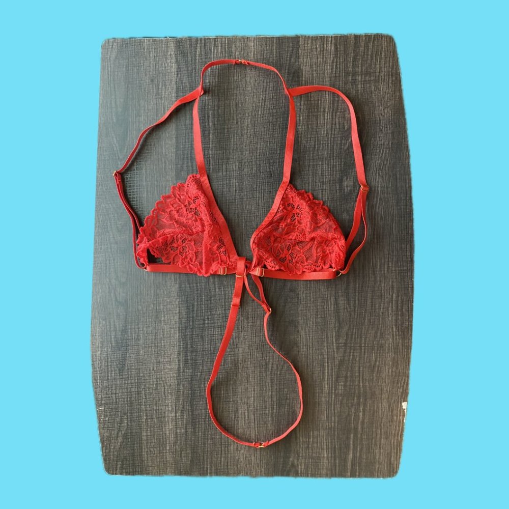 Red lace bra and panty